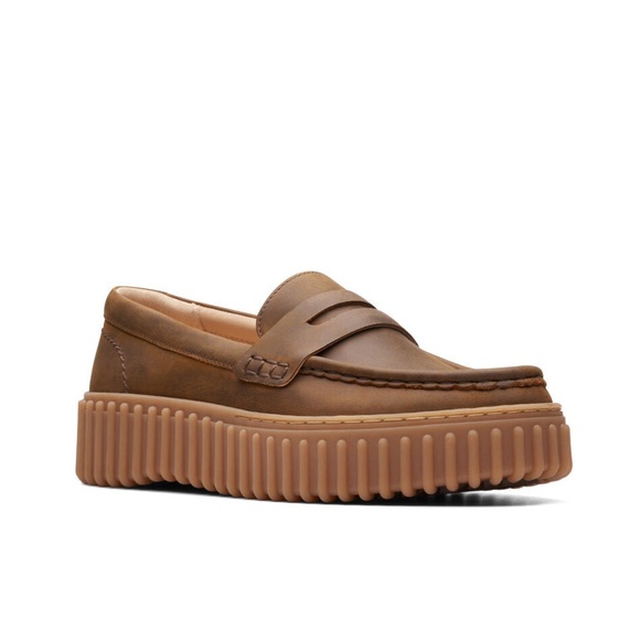 Clarks Shoes - Clarks Brown Platform Penny Loafers